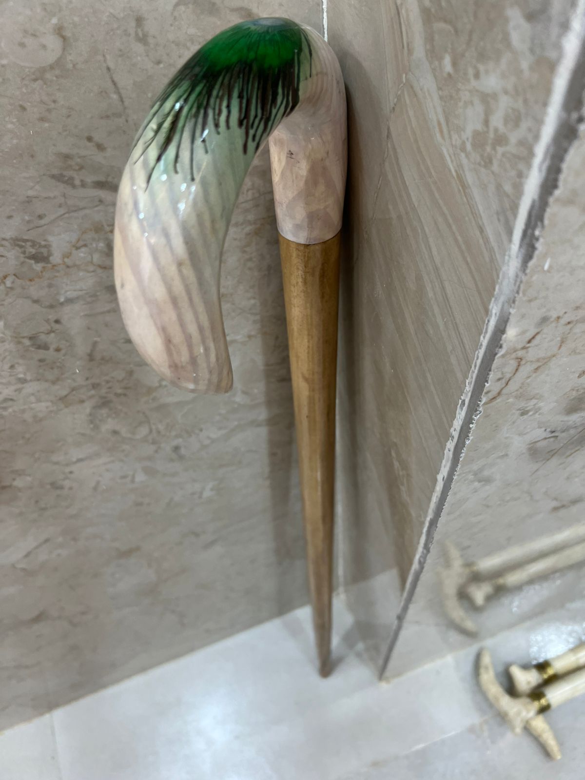 Wooden  And Resin  Walking Stick Resin-Accented Handle For Comfort And Unique Style