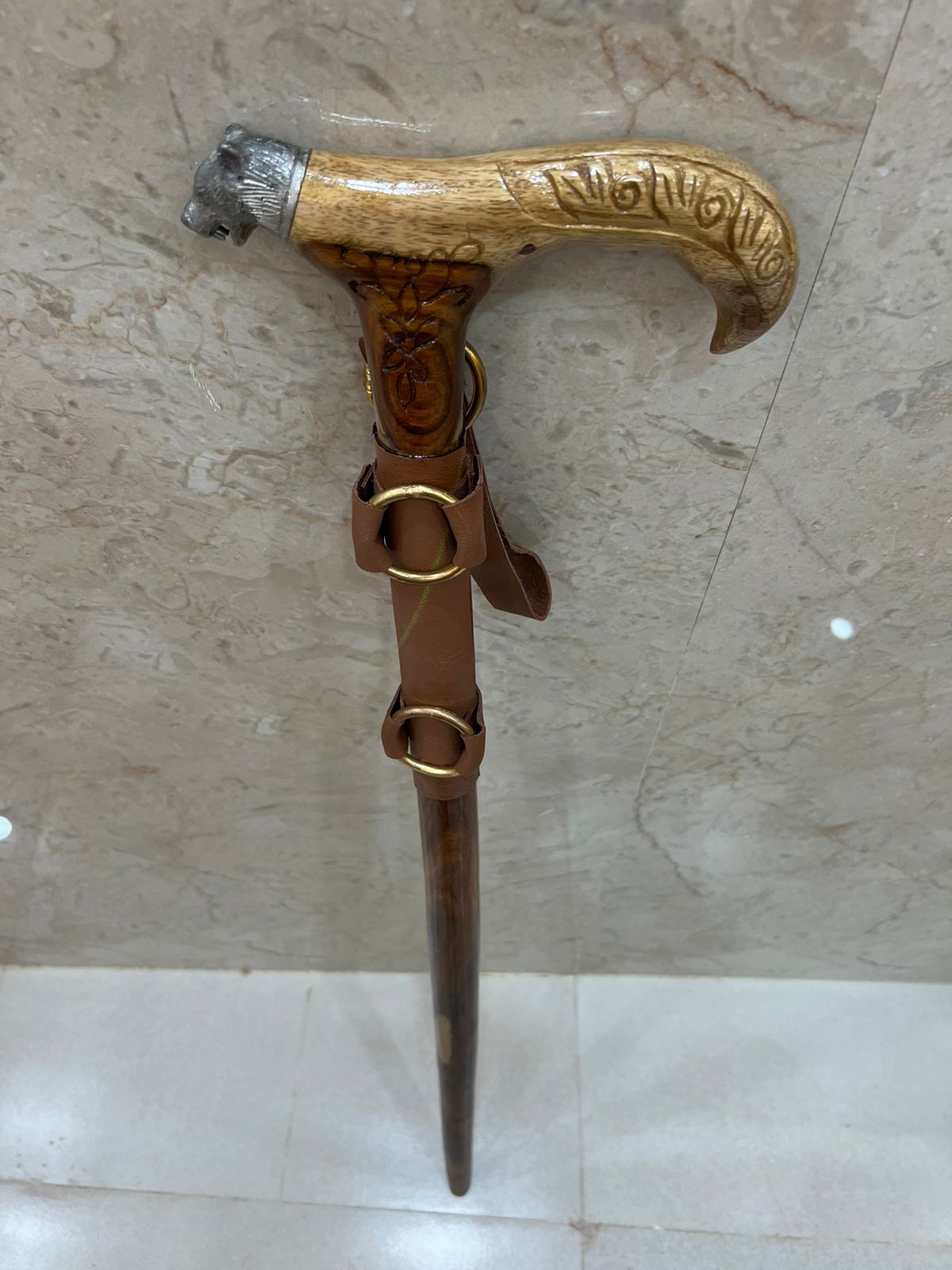 Wooden Walking Camping Stick Classic Natural Wood Finish With Rustic